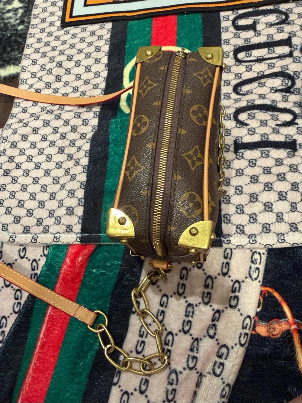 Low price Louis Vuitton Monogram Mini Trunk Crossbody in Brown and Gold - Picture 2 of 8